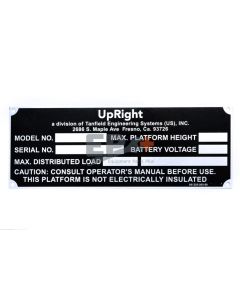 UpRight 061205-000-99 Generic Name Plate