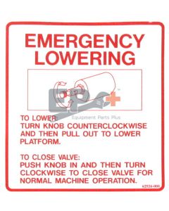 UpRight 062524-000 Decal, Emergency Lowering