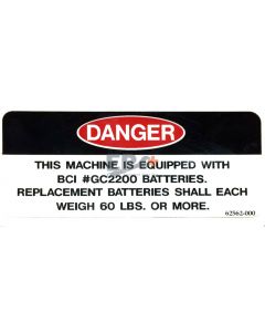 UpRight 062562-000 Decal, Danger-Batteries