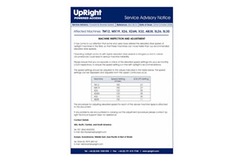 UpRight Service Bulletins